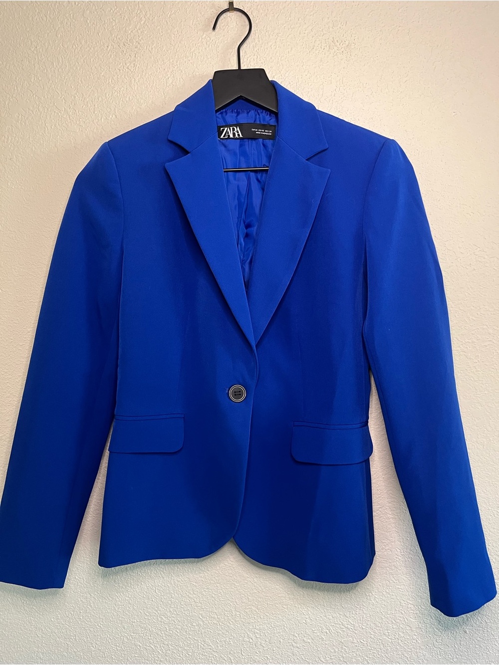 Zara Women's Workwear Trendy Royal Blue Single-Button Blazer 2
